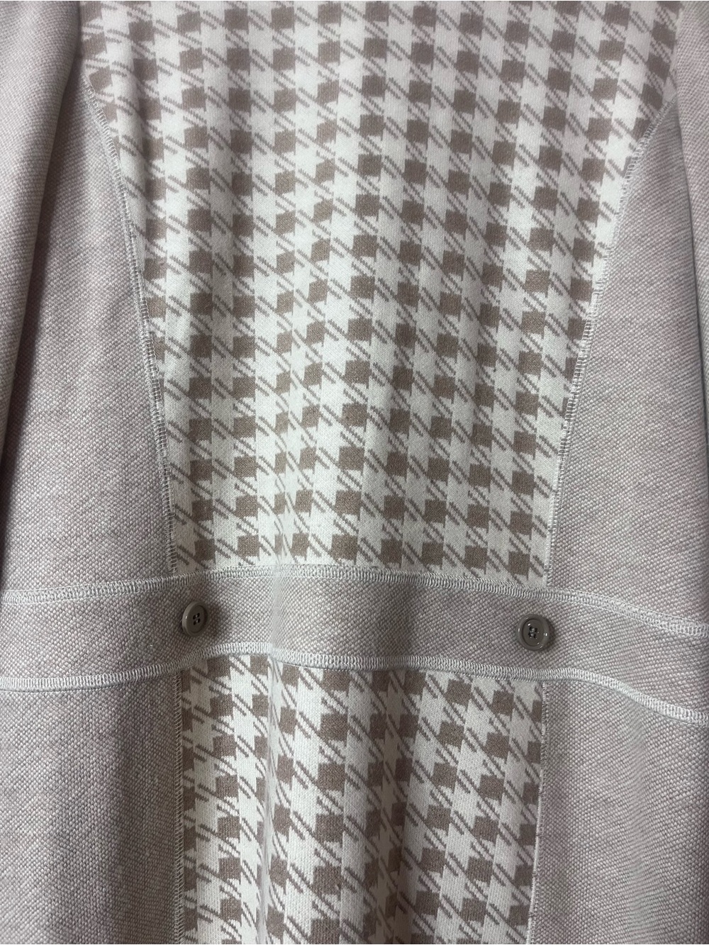Worth Beige Houndstooth Panel Long Sleeve Dress - Picture 2 of 5